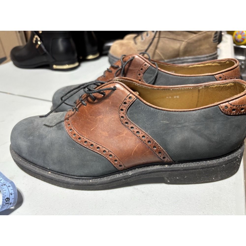 FLORSHEIM Comfortech Two Tone Black Brown Saddle Shoes Oxfords Men's 10 D/43.5 *